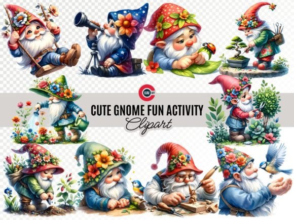 Download Cute Happy Gnome Fun with Nature Clipart - Nature Collection