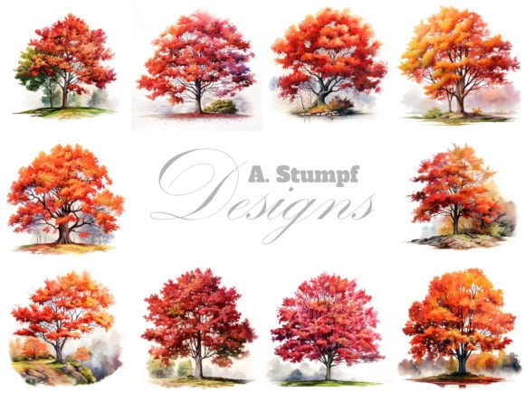 Download Maple Tree Watercolor Nature Clipart Set - Nature Collection