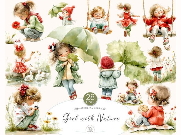 Download Girl with Nature Clipart Bundle - Nature Collection