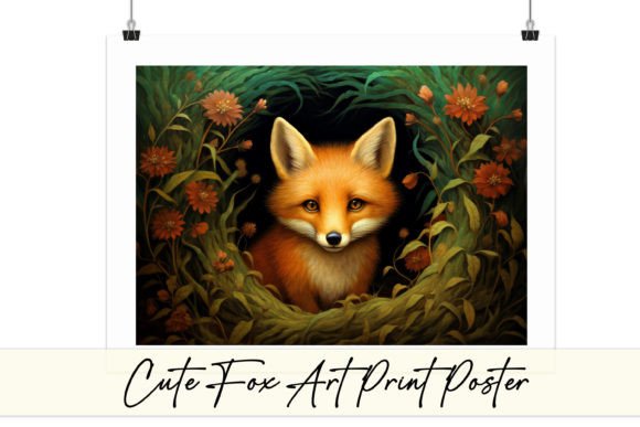 Download Cute Baby Fox in Nature Art Print Poster - Nature Collection